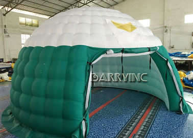 पार्टी / घटना के लिए ग्रीन व्हाइट एयर डोम विज्ञापन Inflatable तंबू पीवीसी कपड़े
