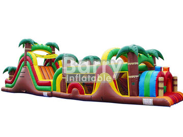 स्लाइड के साथ जंगल Inflatable बाधा पाठ्यक्रम / बाधा कोर्स जंपर्स